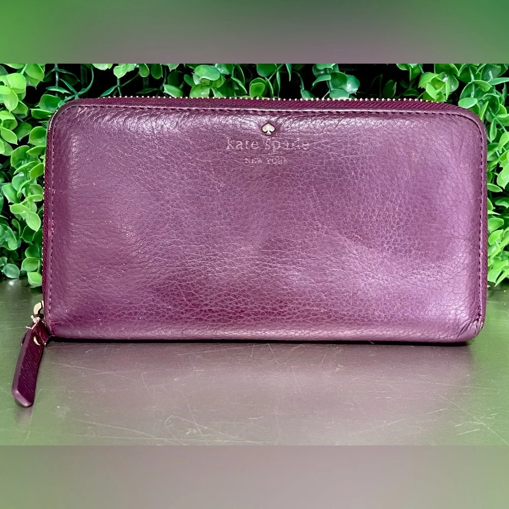Kate Spade Cobble Hill Lacey Pink Purple Leather Ziparound Wallet